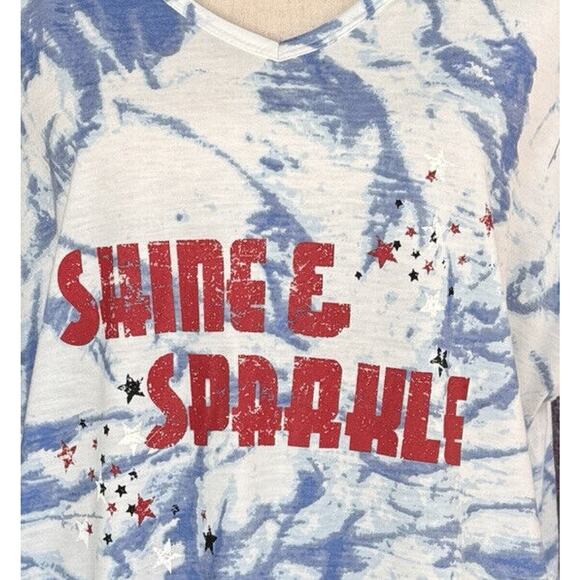 Style & Co 1X-Large Top Graphic Dolman Sleeve V-Neck Tie-Dye "Shine & Sparkle" - Picture 2 of 10